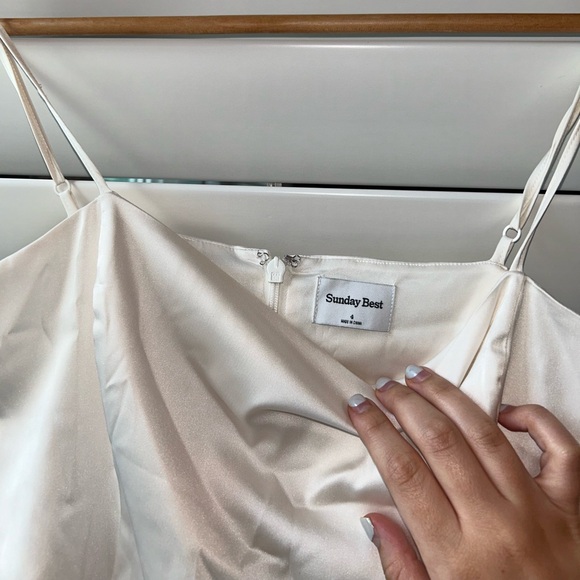 Aritzia White Shimmer Satin Dress - Picture 3 of 4